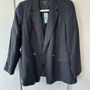 NWT! Black Double-Breasted Blazer *Linen*